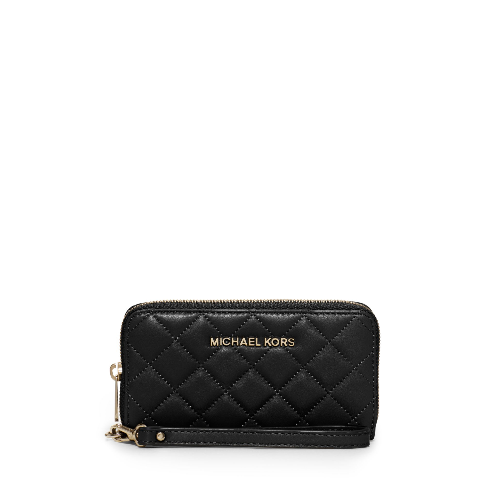 Lyst - Michael Kors Susannah Large Quilted-leather Smartphone Wristlet ...