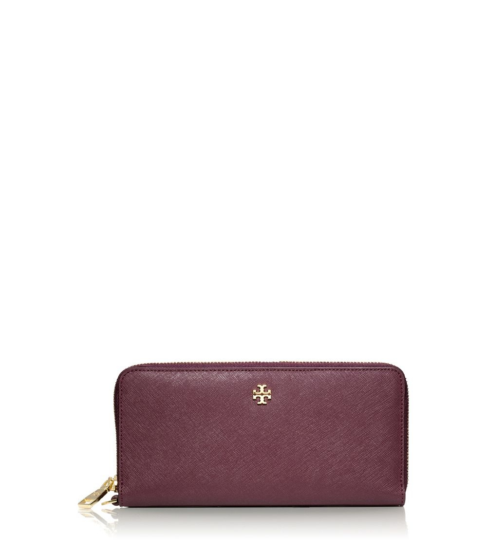 Tory Burch York Zip Passport Continental Wallet in Purple (DARK PLUM