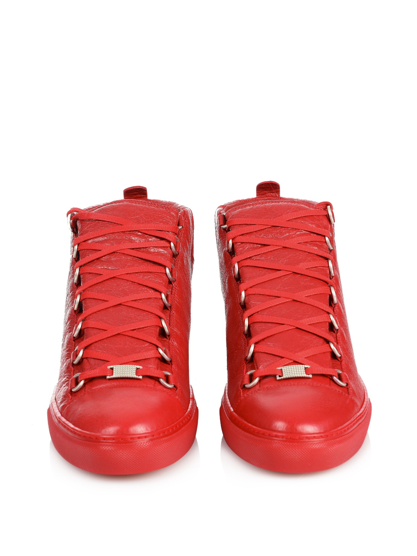 Lyst Balenciaga Arena HighTop Leather Sneakers in Red
