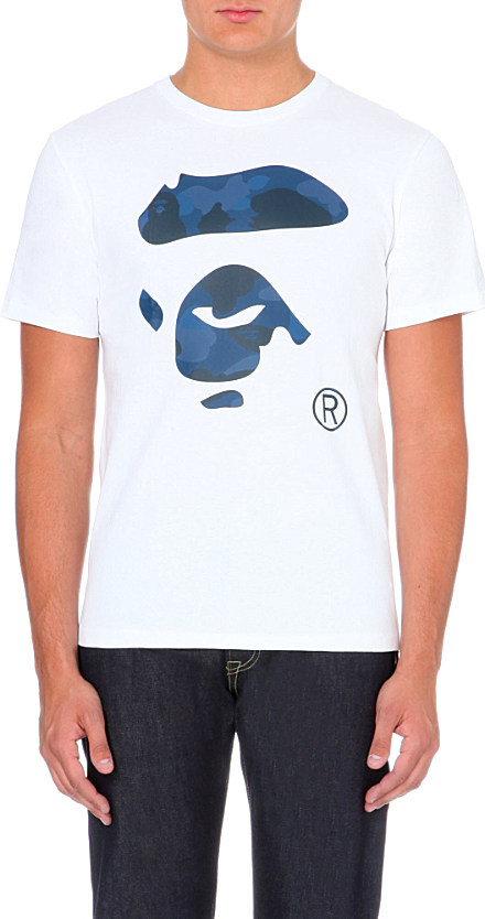 A bathing ape Camouflage Ape-Print Cotton T-Shirt - For Men in White ...