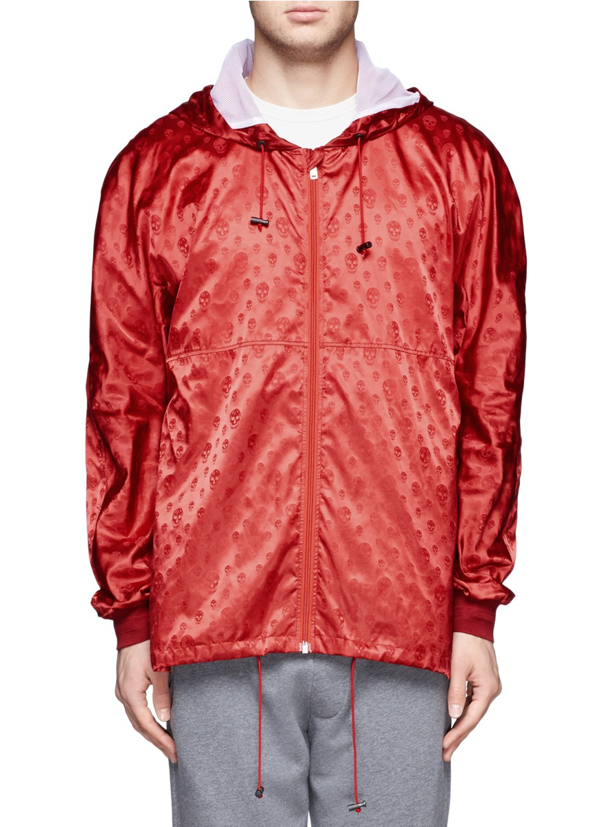 Alexander McQueen Skull Motif Windbreaker in Red for Men - Lyst
