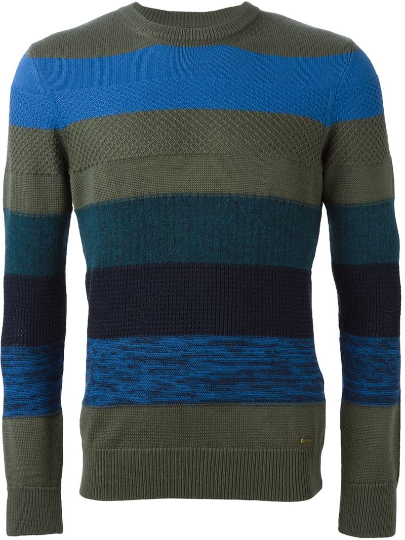 Lyst - Diesel Striped Sweater in Green for Men