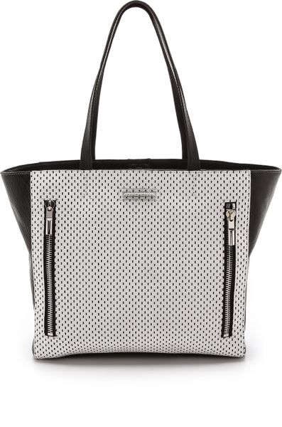 Elizabeth And James Perforated James Tote in Gray (Extra White/Black ...