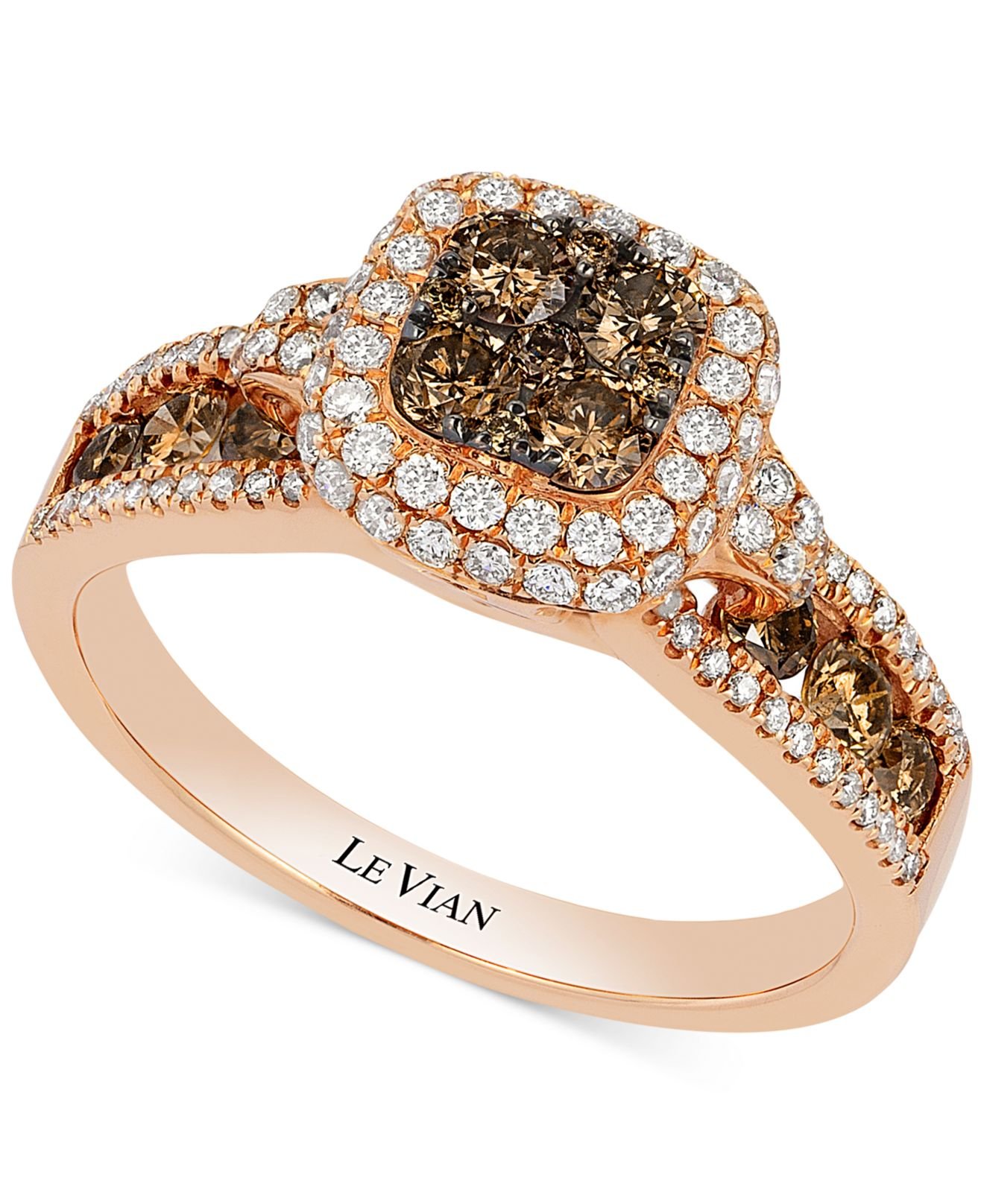 Le vian Chocolate And White Diamond Ring In 14k Rose Gold (1 Ct. T.w.) in Brown Lyst