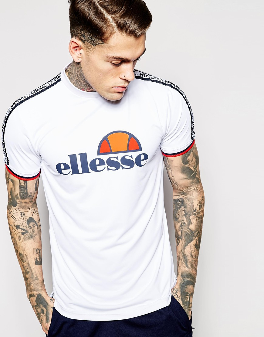 Lyst - Ellesse T-shirt With Shoulder Taping in White for Men