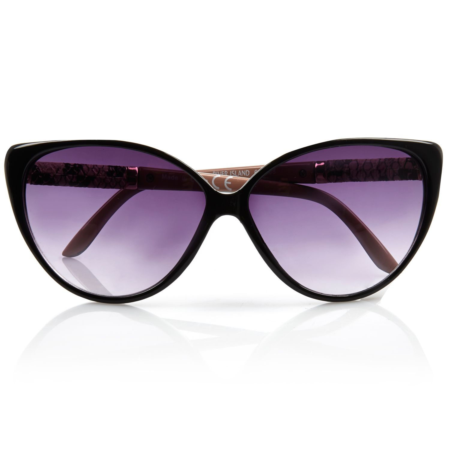 River Island Black Snakeskin Side Cat Eye Sunglasses in Black Lyst