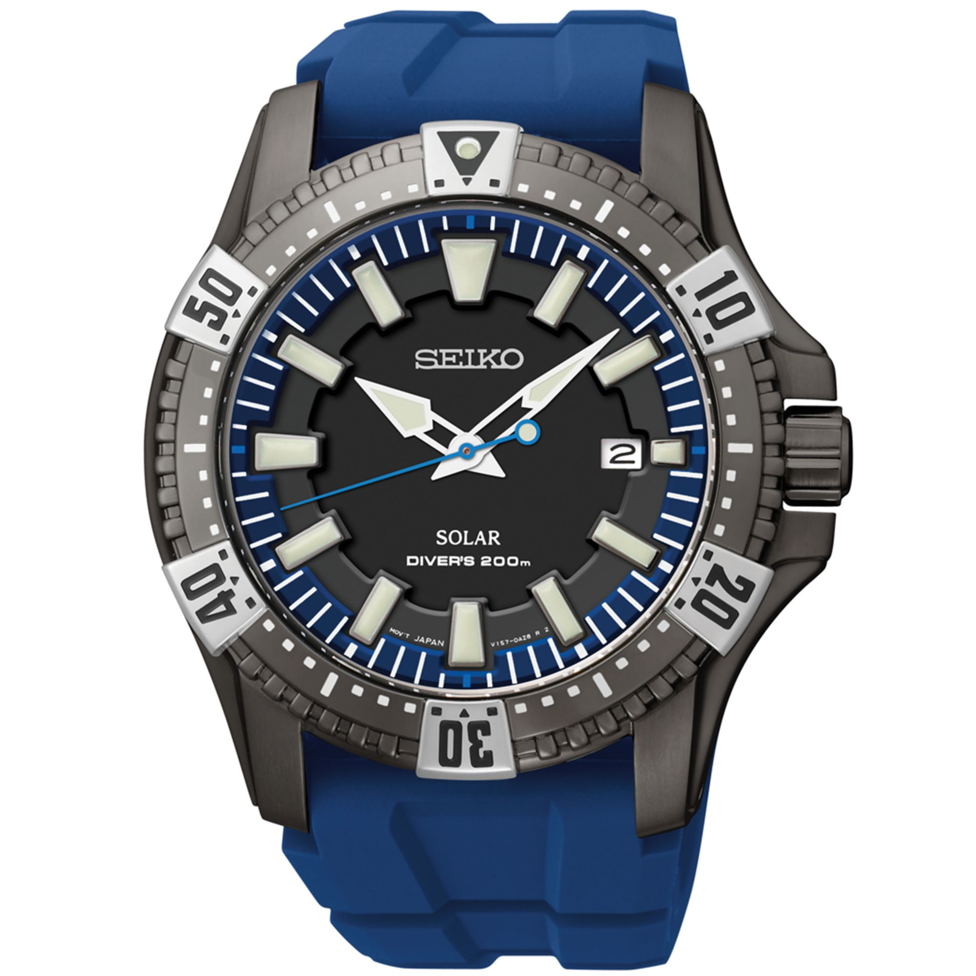 Lyst - Seiko Men's Solar Dive Blue Rubber Strap Watch 45mm Sne283 in