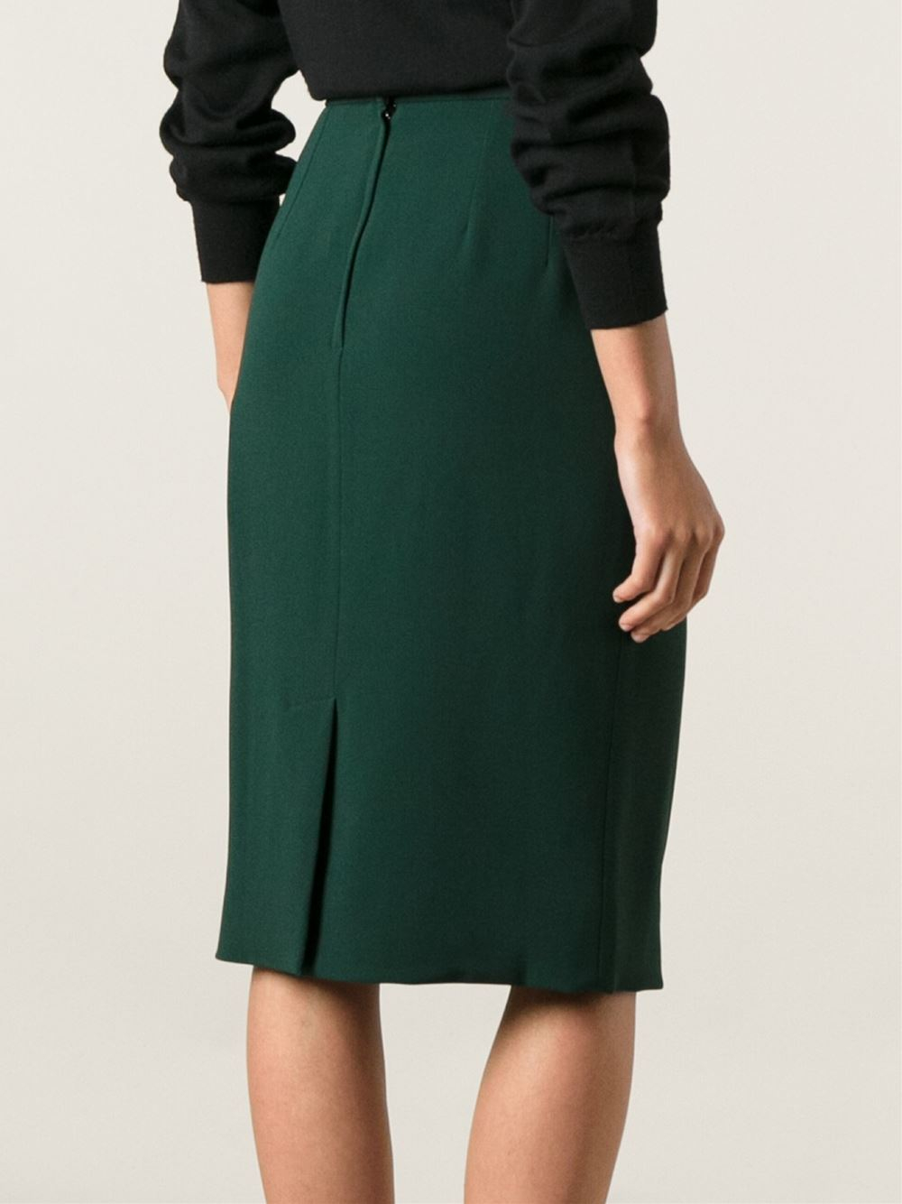 Lyst - Dolce & Gabbana Classic Midi Skirt in Green