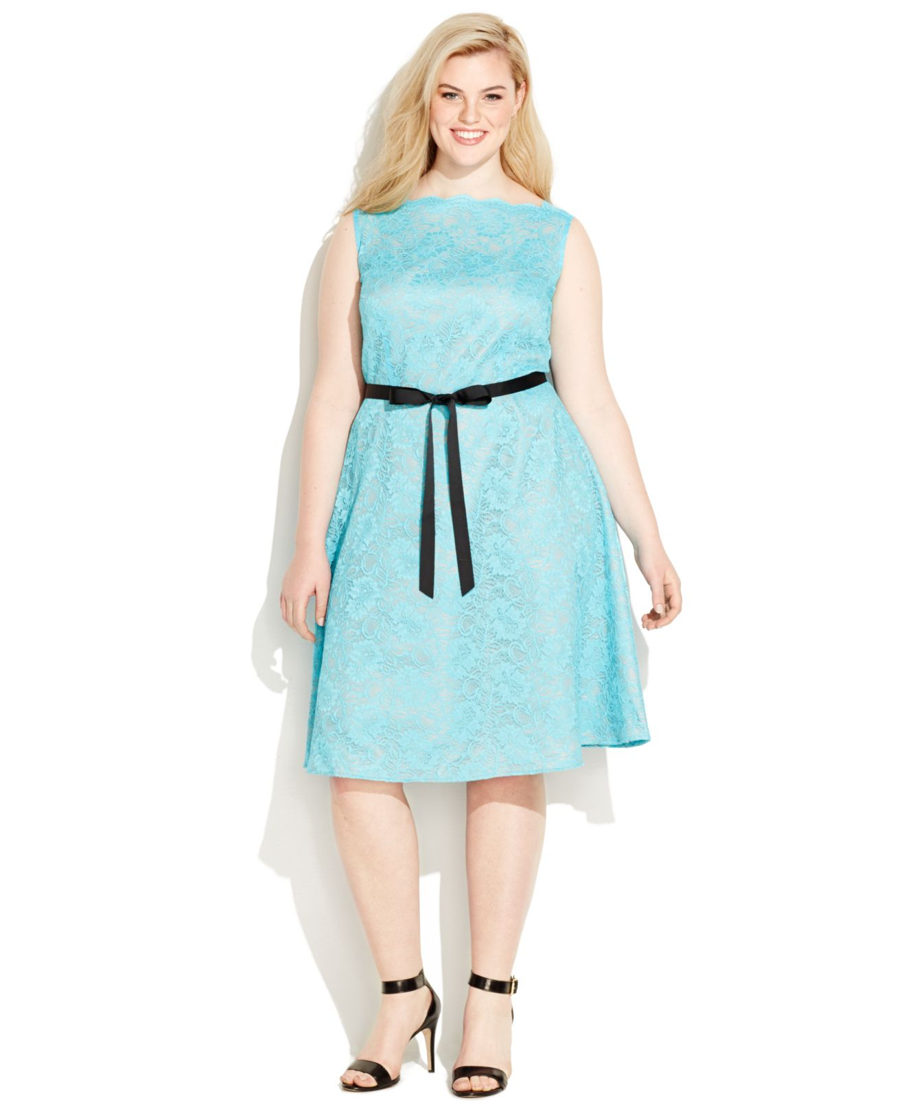 Lyst - Calvin Klein Plus Size Lace A-line Dress in Blue