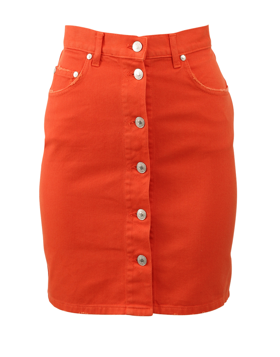 Lyst - Msgm Button Front Denim Skirt in Orange