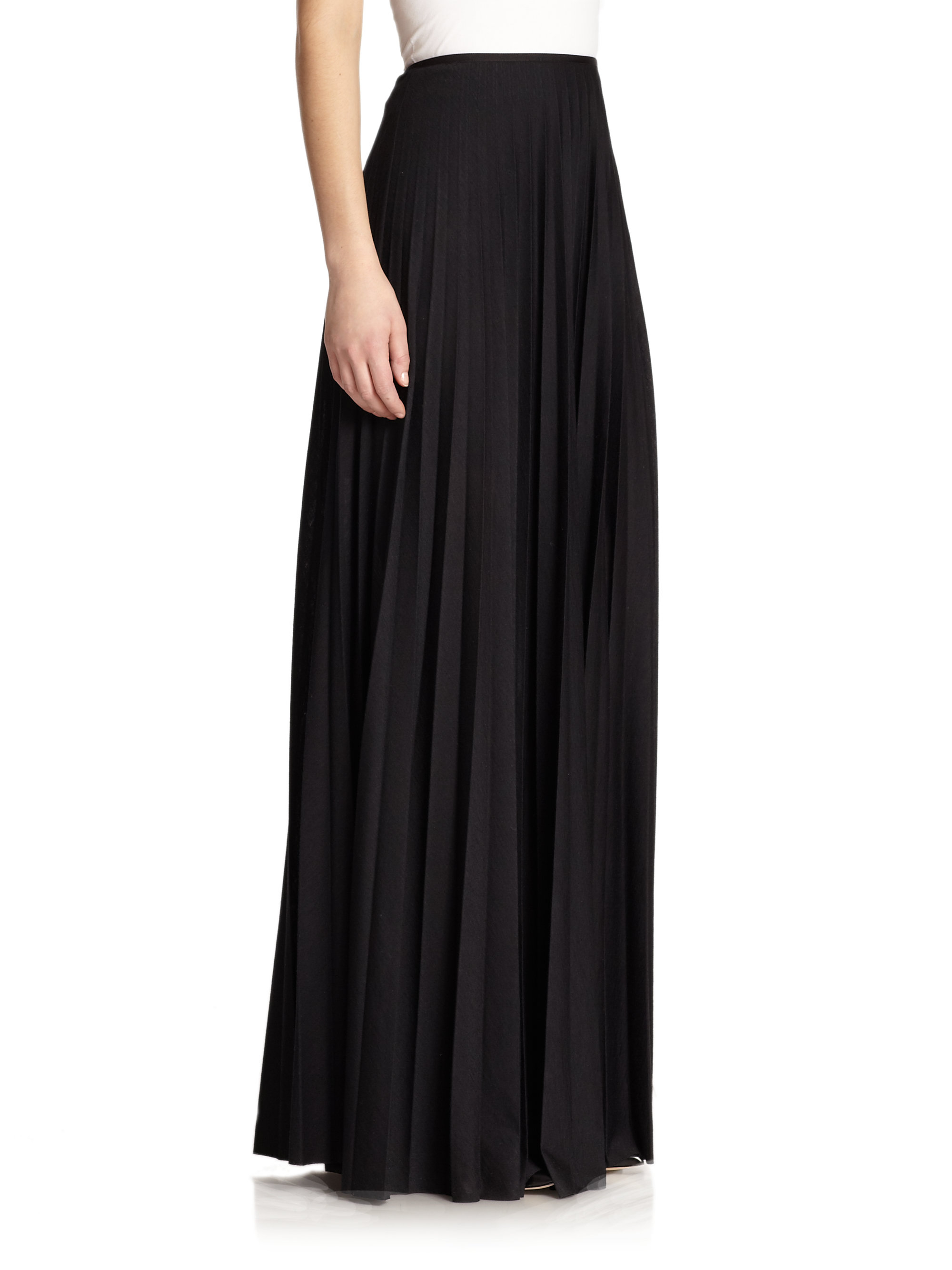 Lyst - Theory Miklo Pleated Maxi Skirt in Black