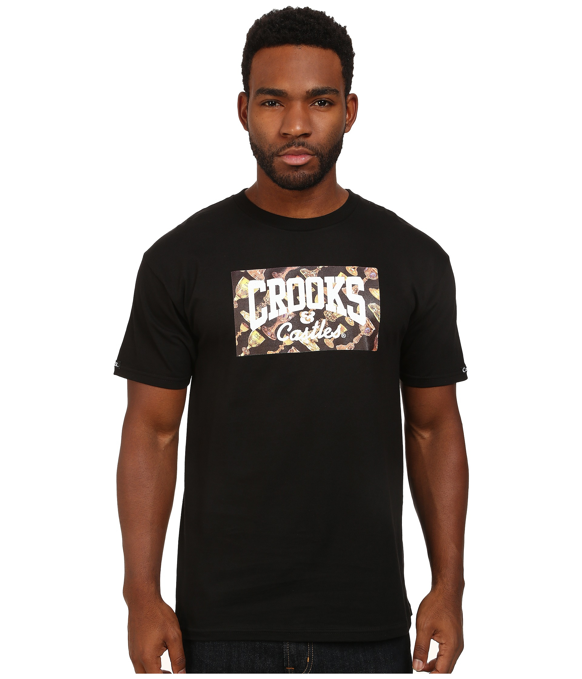 Crooks and castles Core Logo Pimp Cup Knit Crew T-Shirt in Black for ...