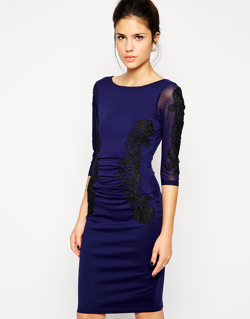 lipsy short sleeve lace bodycon dress