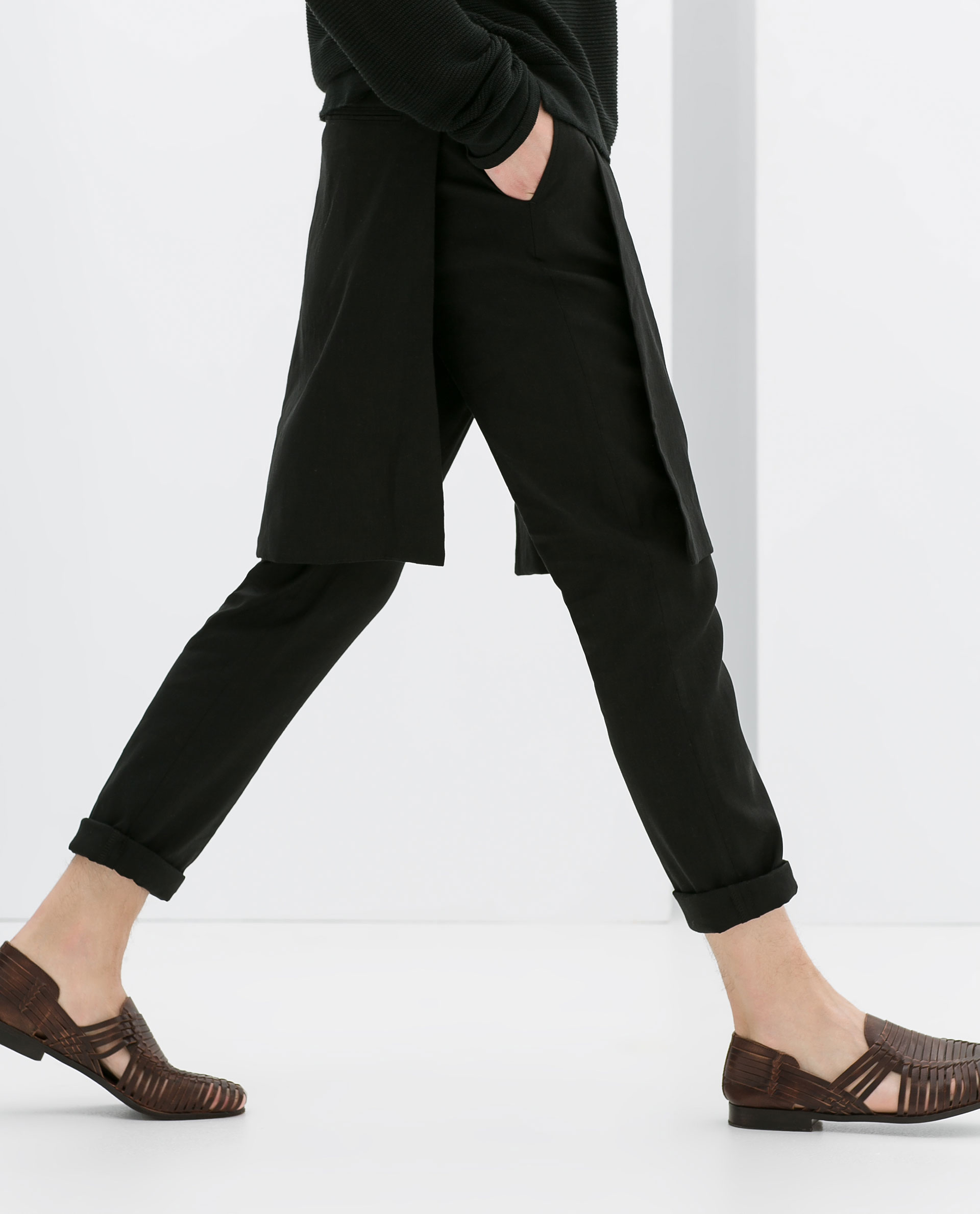zara black pleated culottes