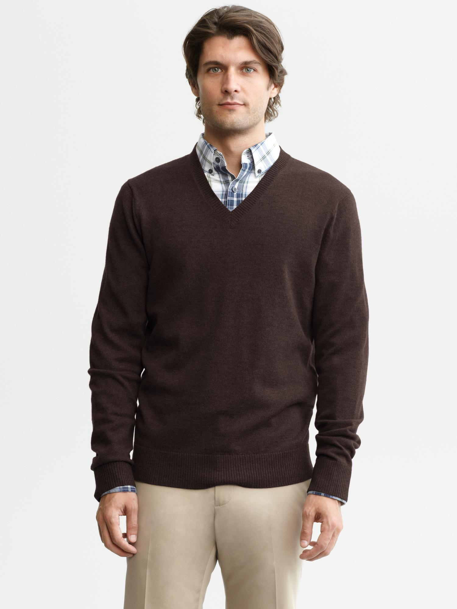 Banana Republic Merino Wool V Neck Sweater - Gray Cardigan Sweater