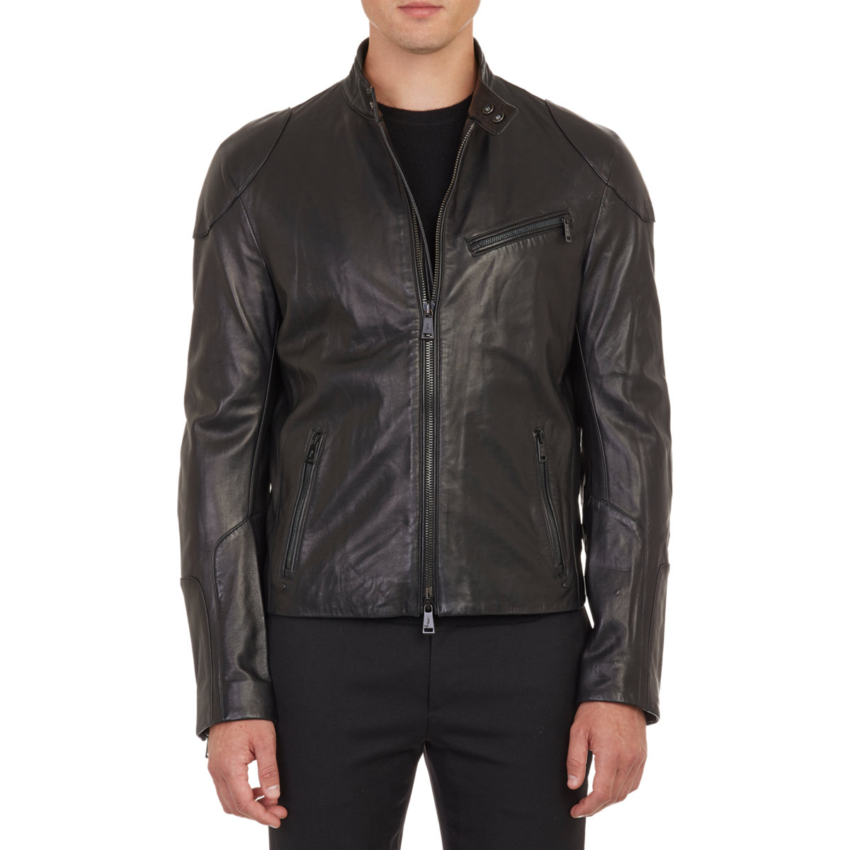 Lyst Ralph Lauren Black Label Leather Café Racer Jacket In Gallery