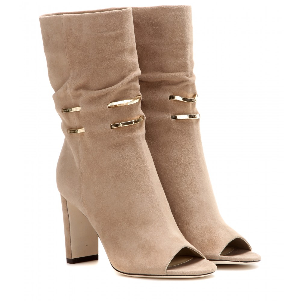 Lyst - Jimmy Choo Mysen Suede Open-toe Boots in Natural