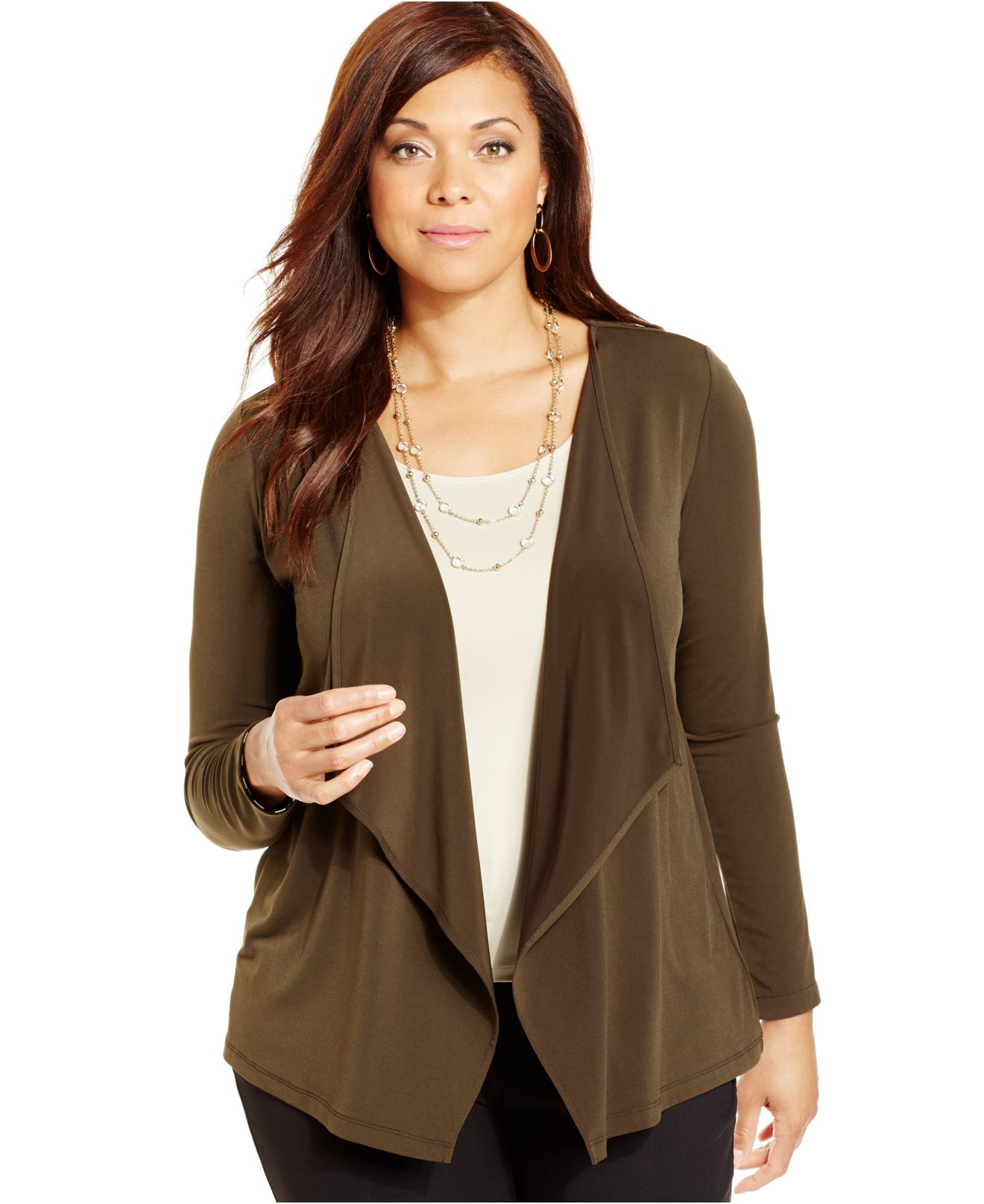 Lyst - Jones New York Collection Plus Size Draped Cardigan in Green