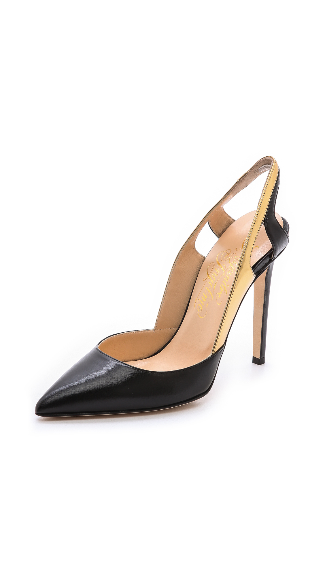 Alejandro Ingelmo Frederica Pointed Toe Pumps Blackgold in Gold (Black ...