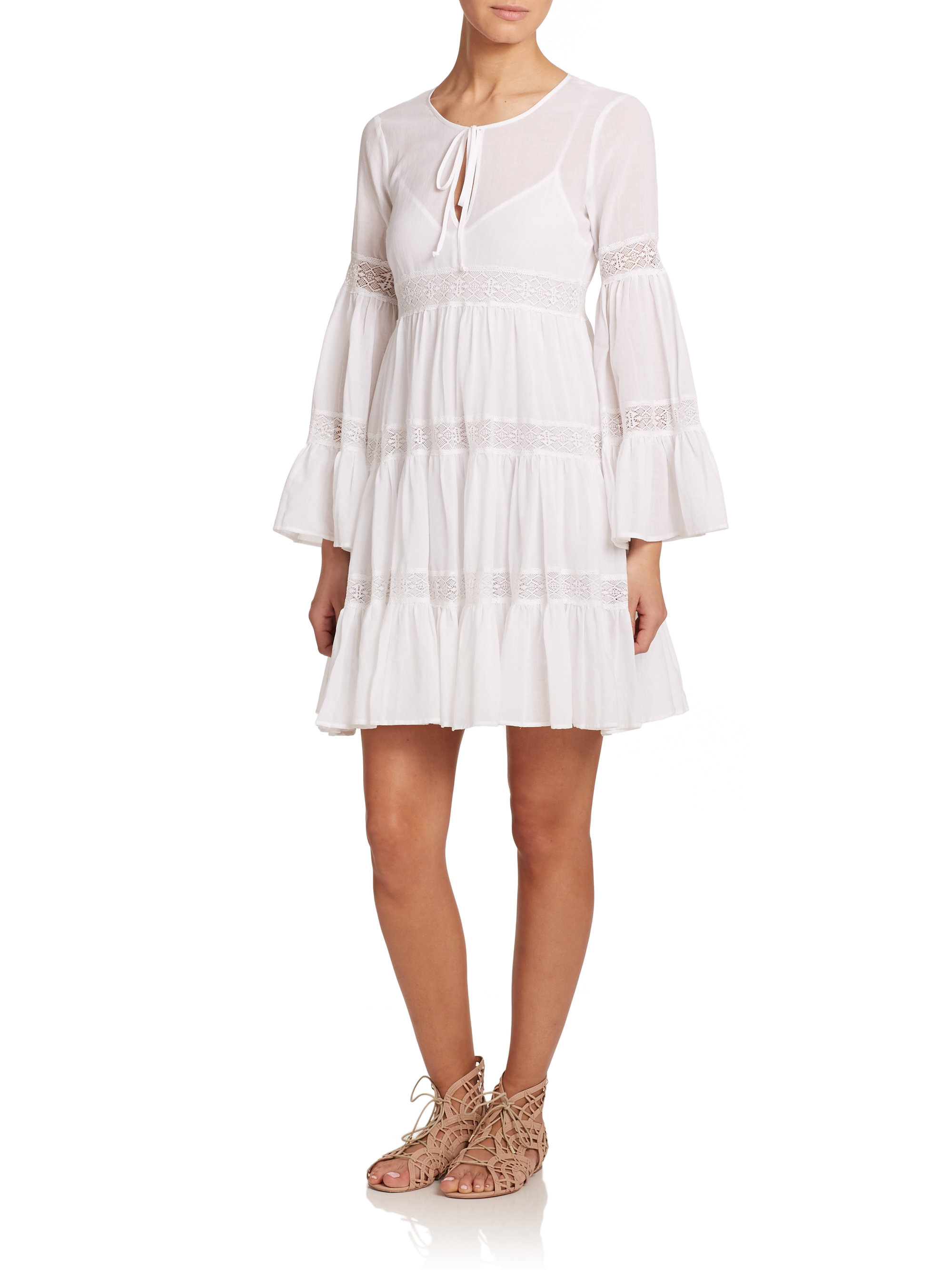 Bcbgmaxazria Susie Cotton Boho Dress in White | Lyst