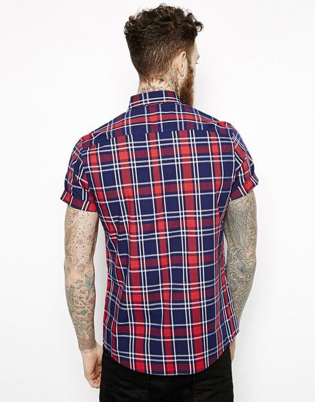 Asos Shirt in Short Sleeve with Tartan Mid Scale Check in Multicolor ...