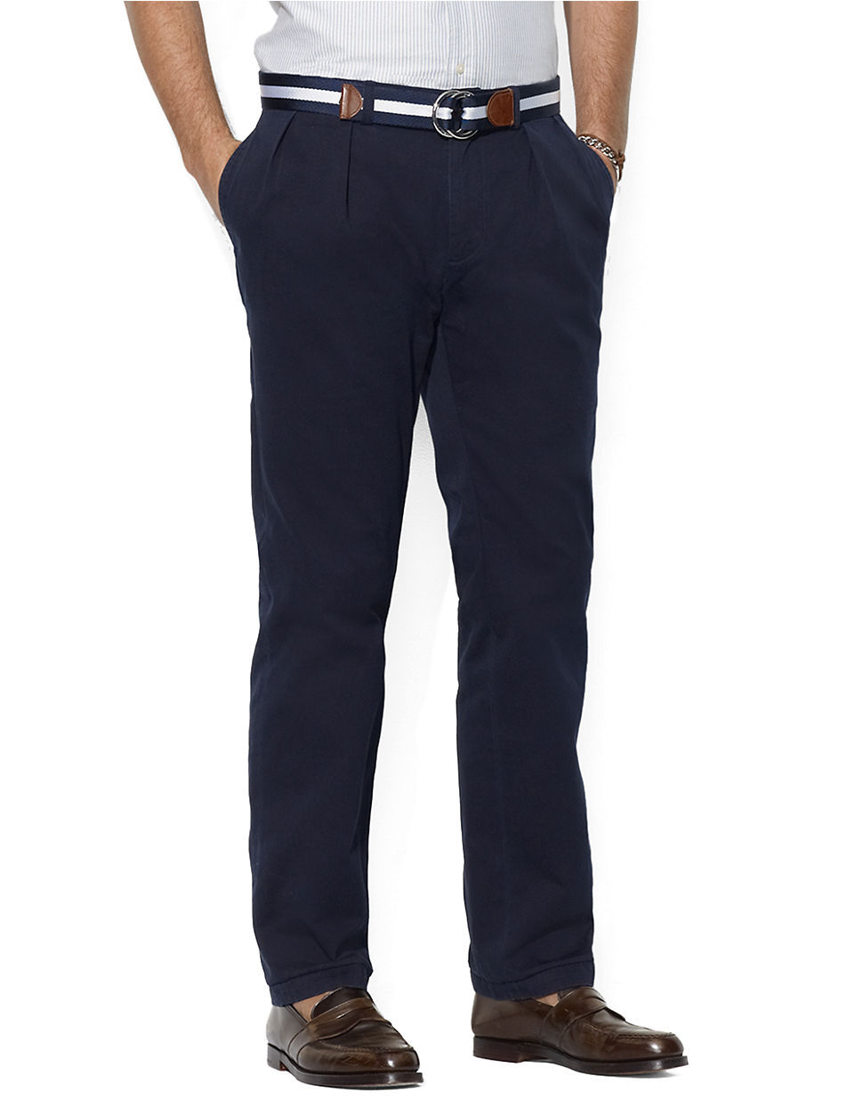 Polo Ralph Lauren Classic Fit Pleated Chino Pants in Blue for Men ...