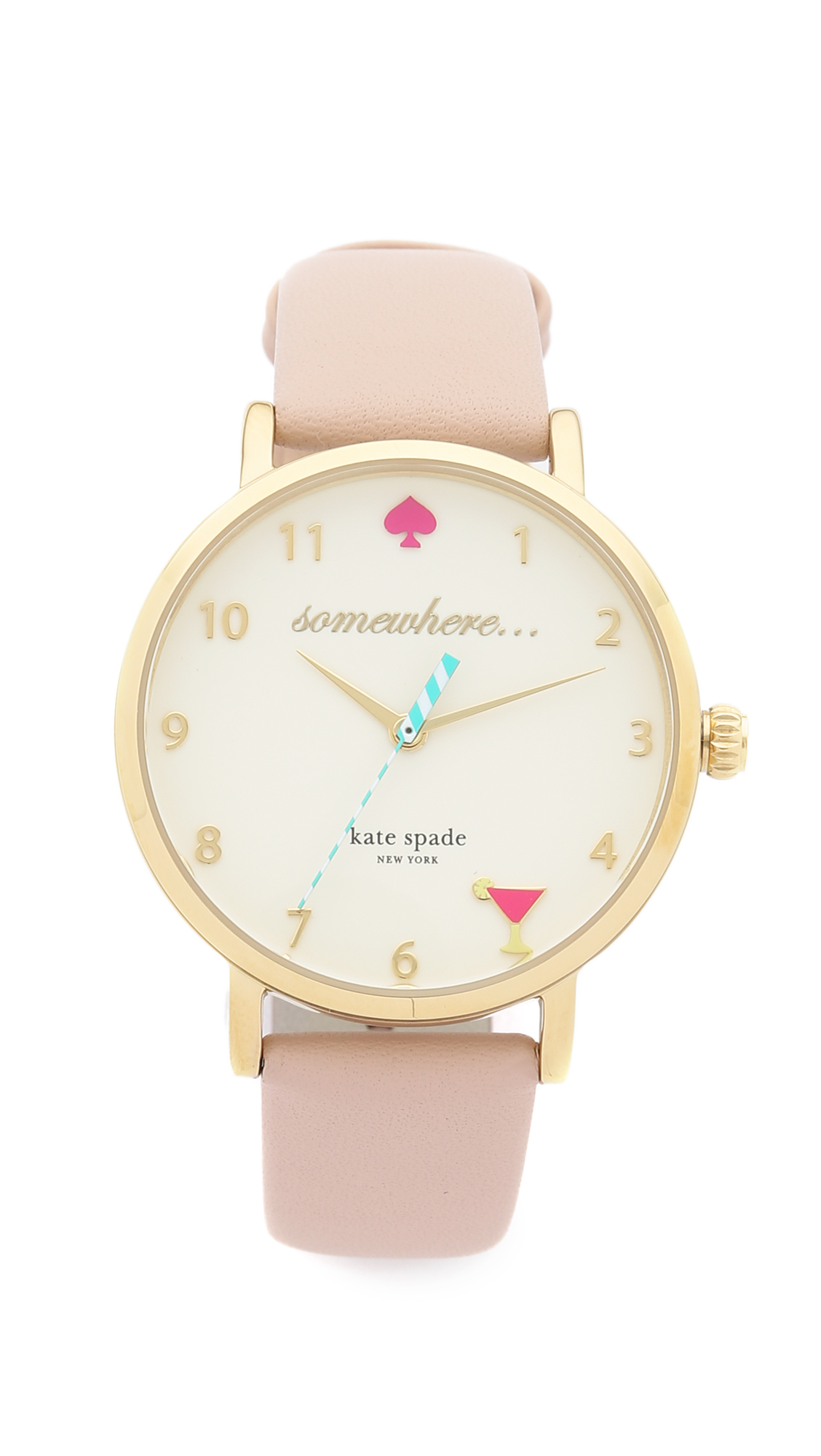 Kate Spade 5 O'Clock Metro Leather Watch Vachetta/Gold in Beige