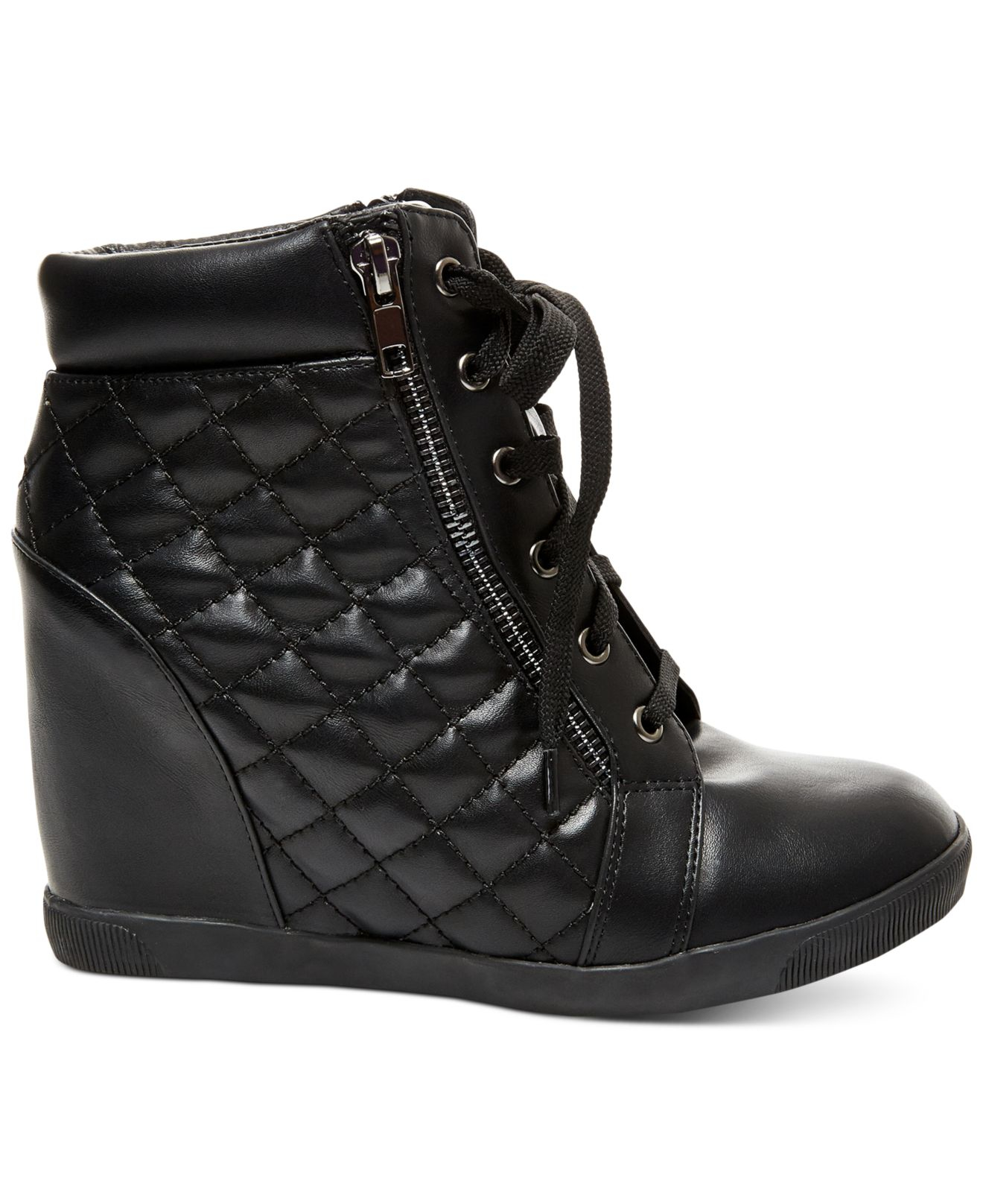 Lyst - Madden Girl Baaxter Quilted High Top Wedge Sneakers in Black
