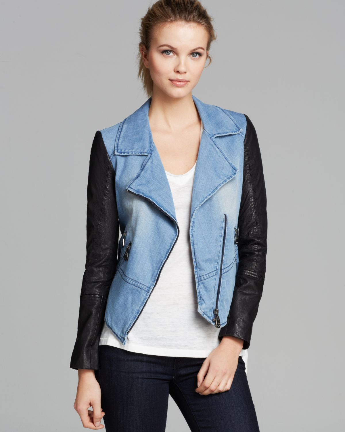 Doma Leather Jacket Denim And In Blue Lyst Gallery
