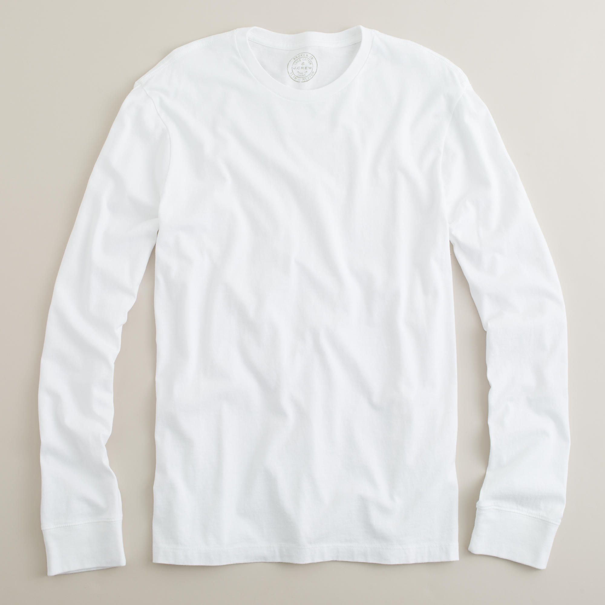 Jcrew Slim Fit Long Sleeved Cotton T Shirt In White For Men Lyst 