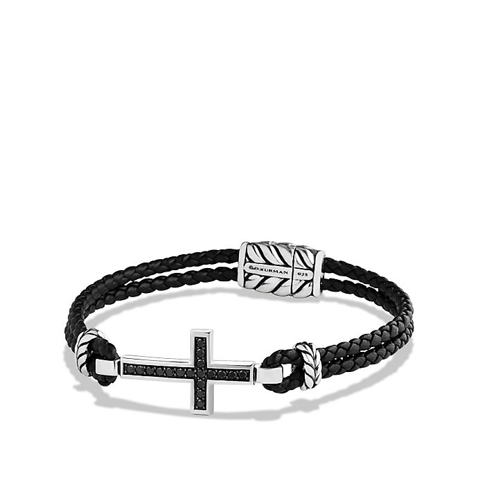 David yurman Cross Bracelet With Black Diamonds in Black for Men (BLACK ...