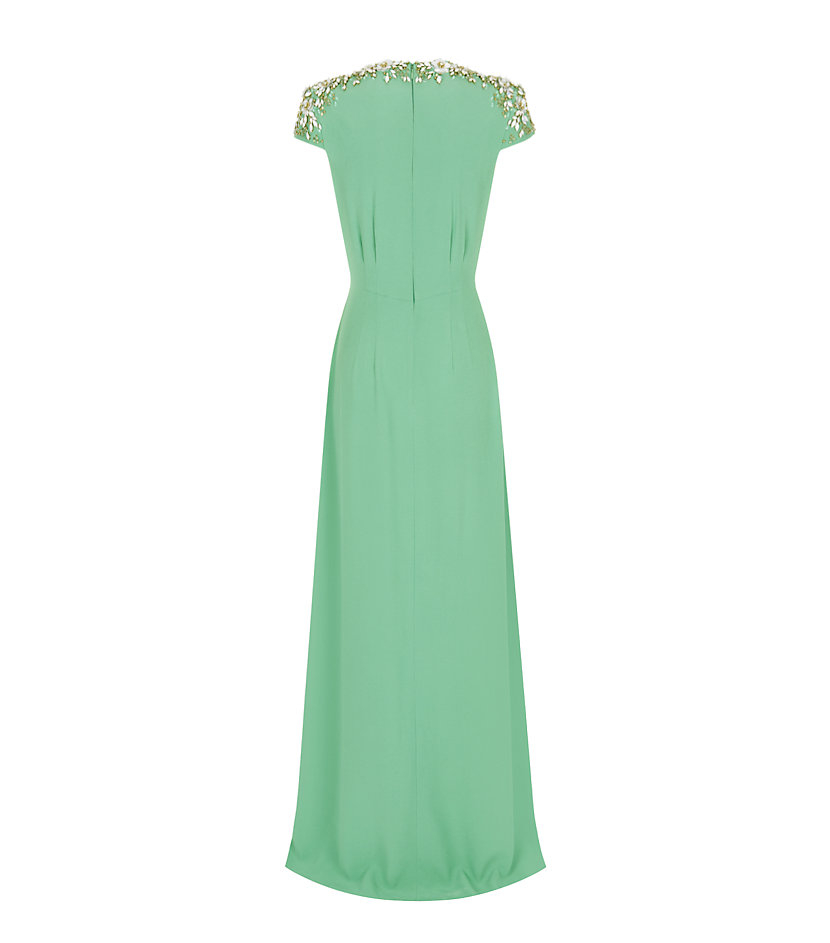 green embellished gown