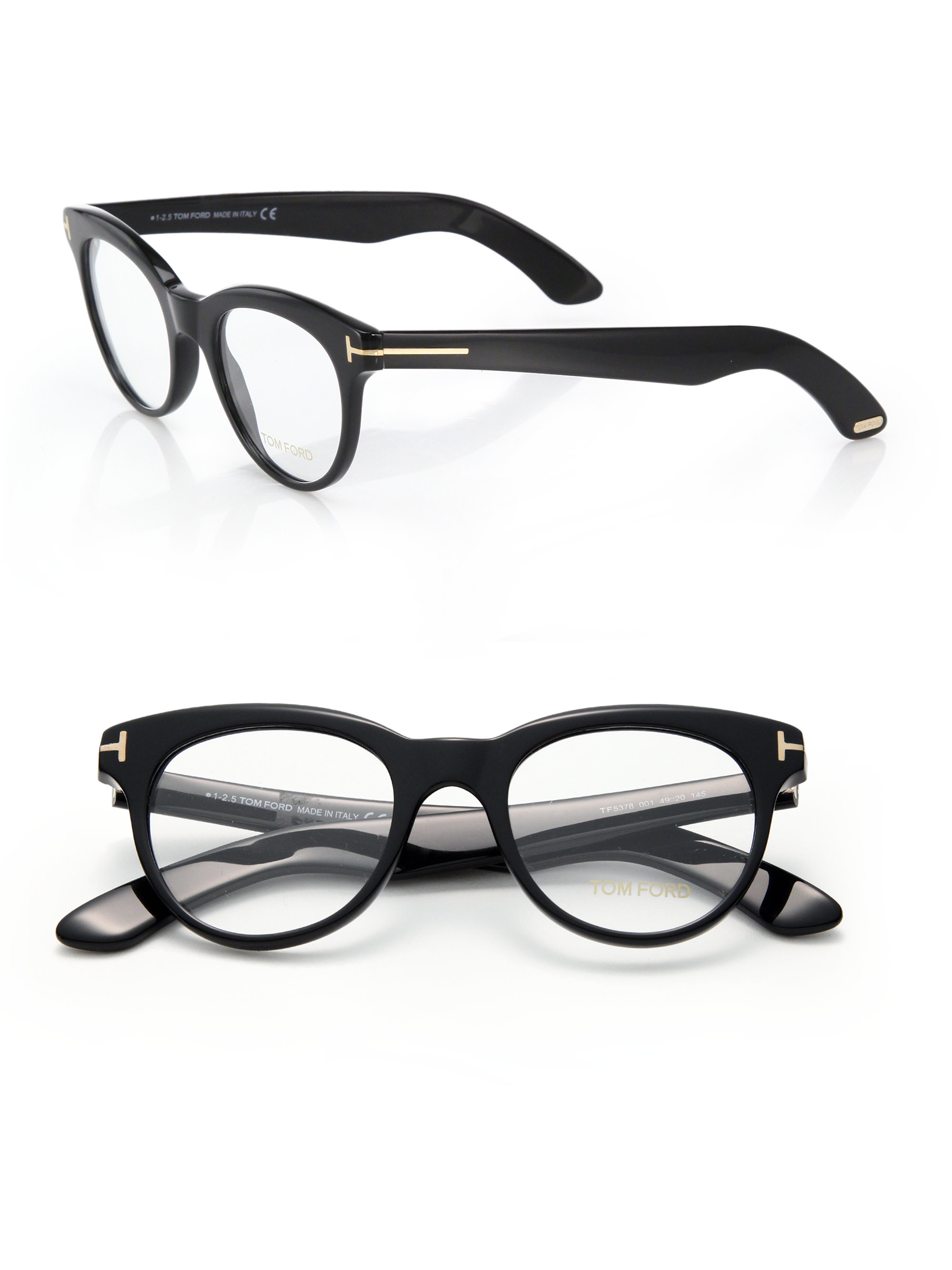 Tom ford 49mm Round Optical Glasses in Black | Lyst