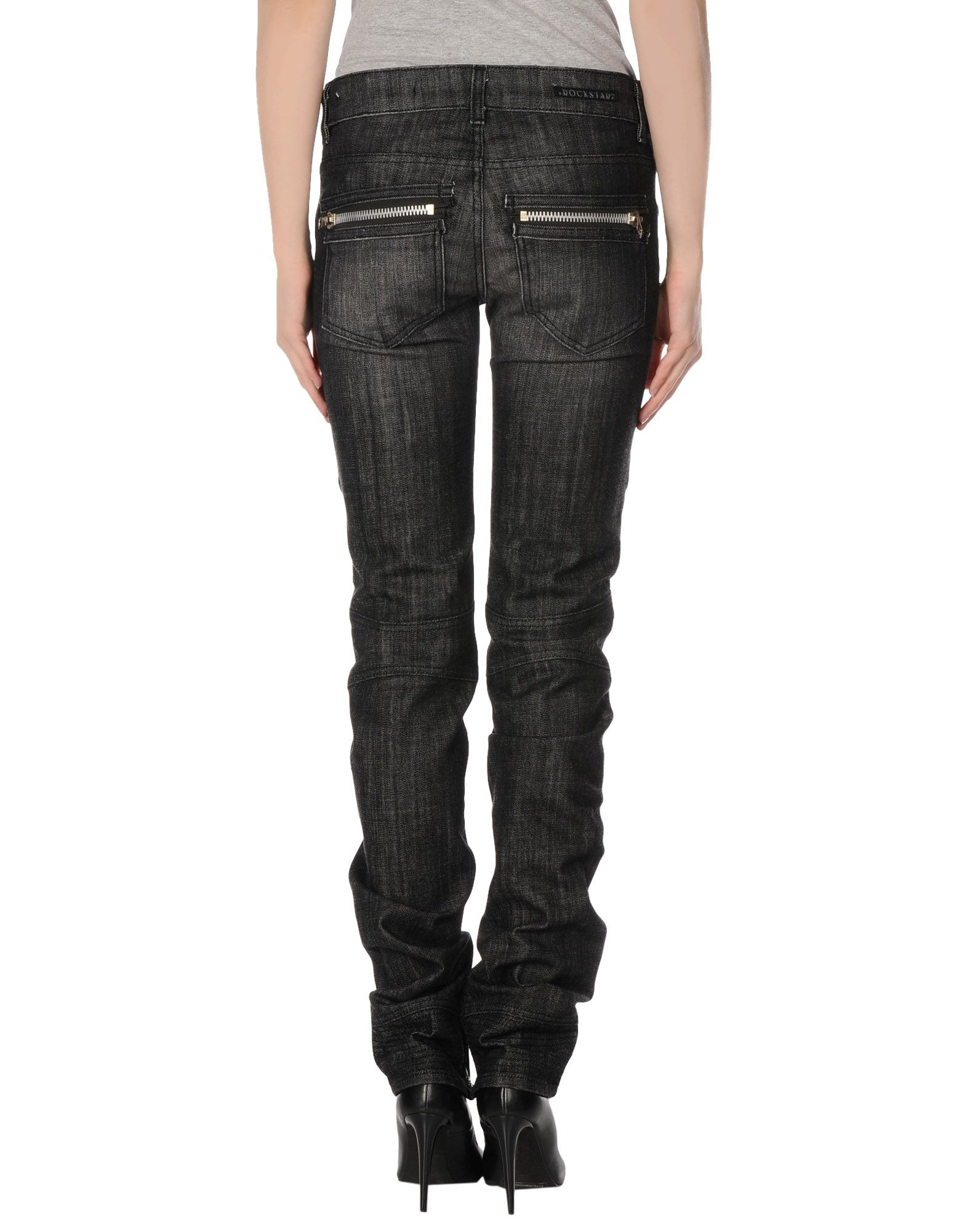 Lyst - Rockstar Slim-Fit Straight Moto Jeans in Black