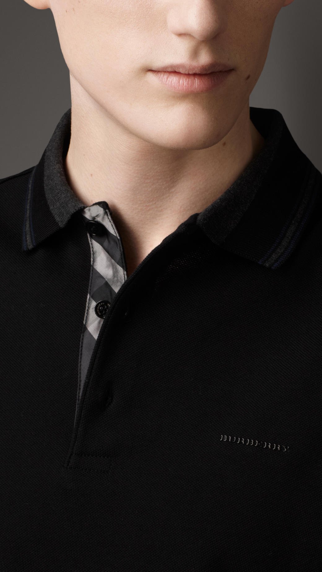 mens black burberry polo shirt