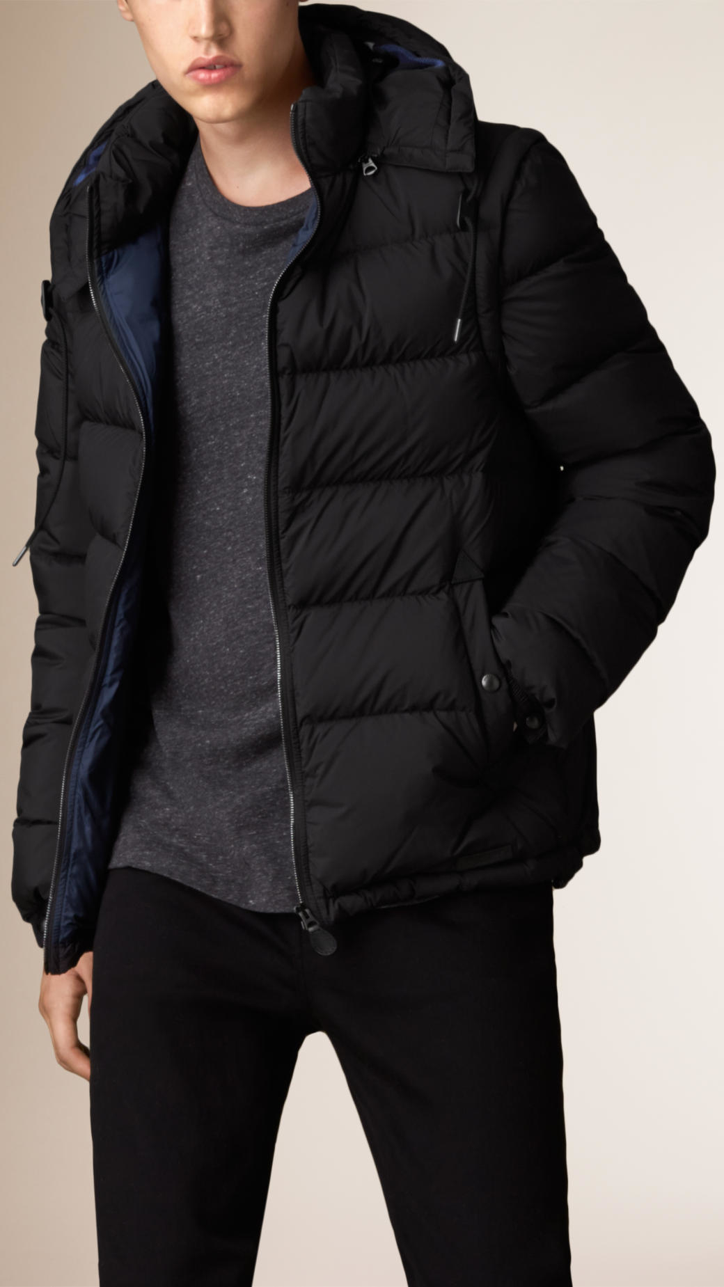 Burberry Puffer Jacket With Removable Sleeves in Black for Men | Lyst
