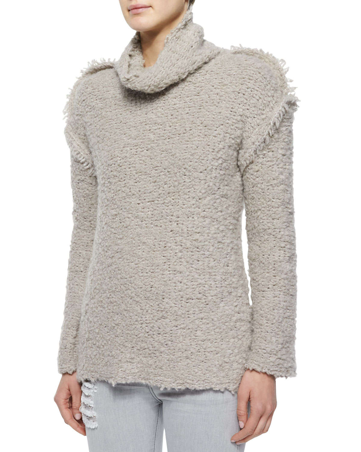 Iro Cliffe Long-sleeve Nubby Sweater in Beige | Lyst