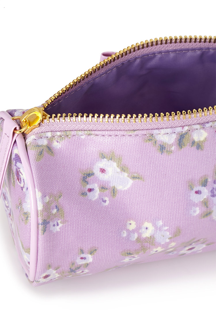 Lyst Forever 21 Floral Print Cosmetic Bag in Purple
