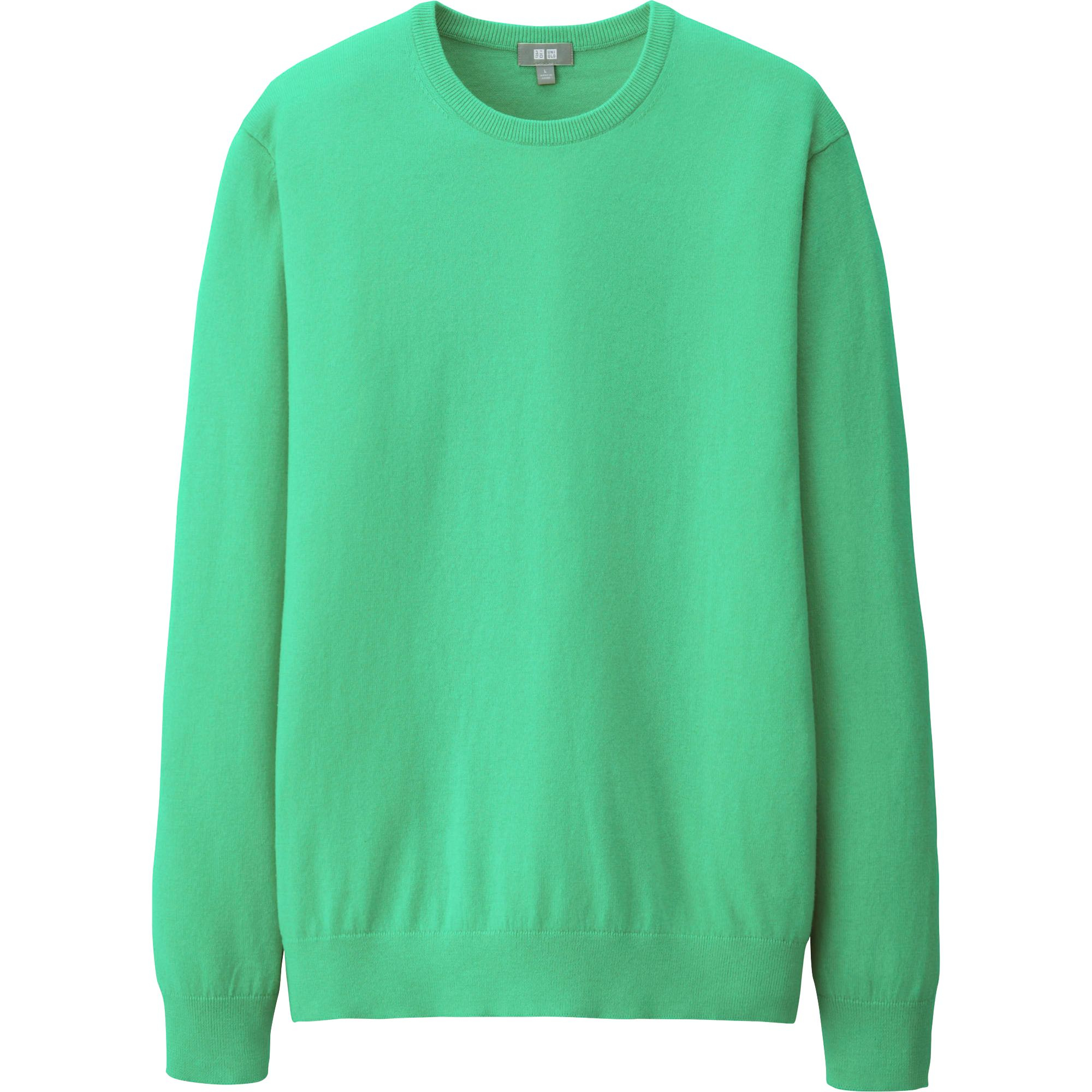 Uniqlo Men Cotton Cashmere Crew Neck Sweater in Green for Men | Lyst
