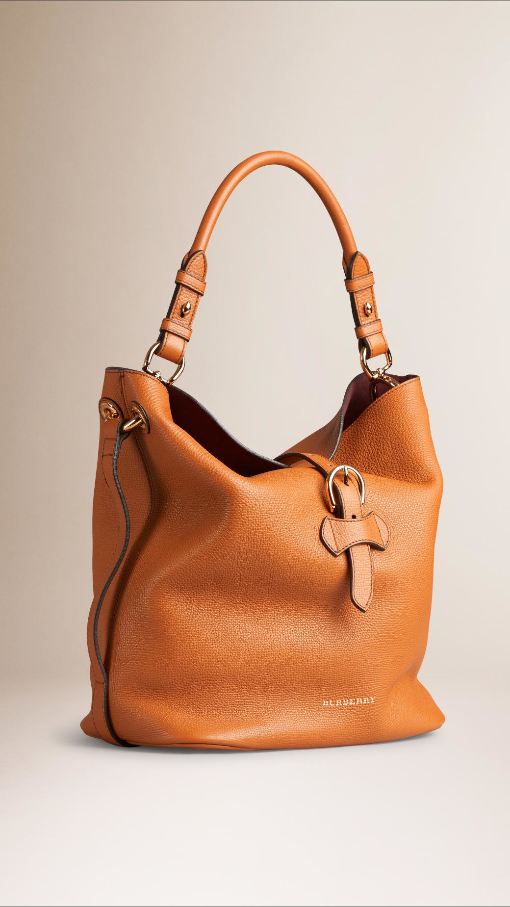 Lyst - Burberry Medium Buckle Detail Leather Hobo Bag in Brown