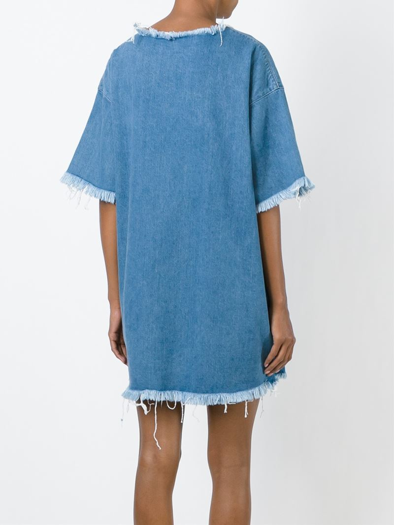 Lyst Marques Almeida Frayed Edge Denim T Shirt Dress In Blue lyst marques almeida frayed edge denim t shirt dress in blue