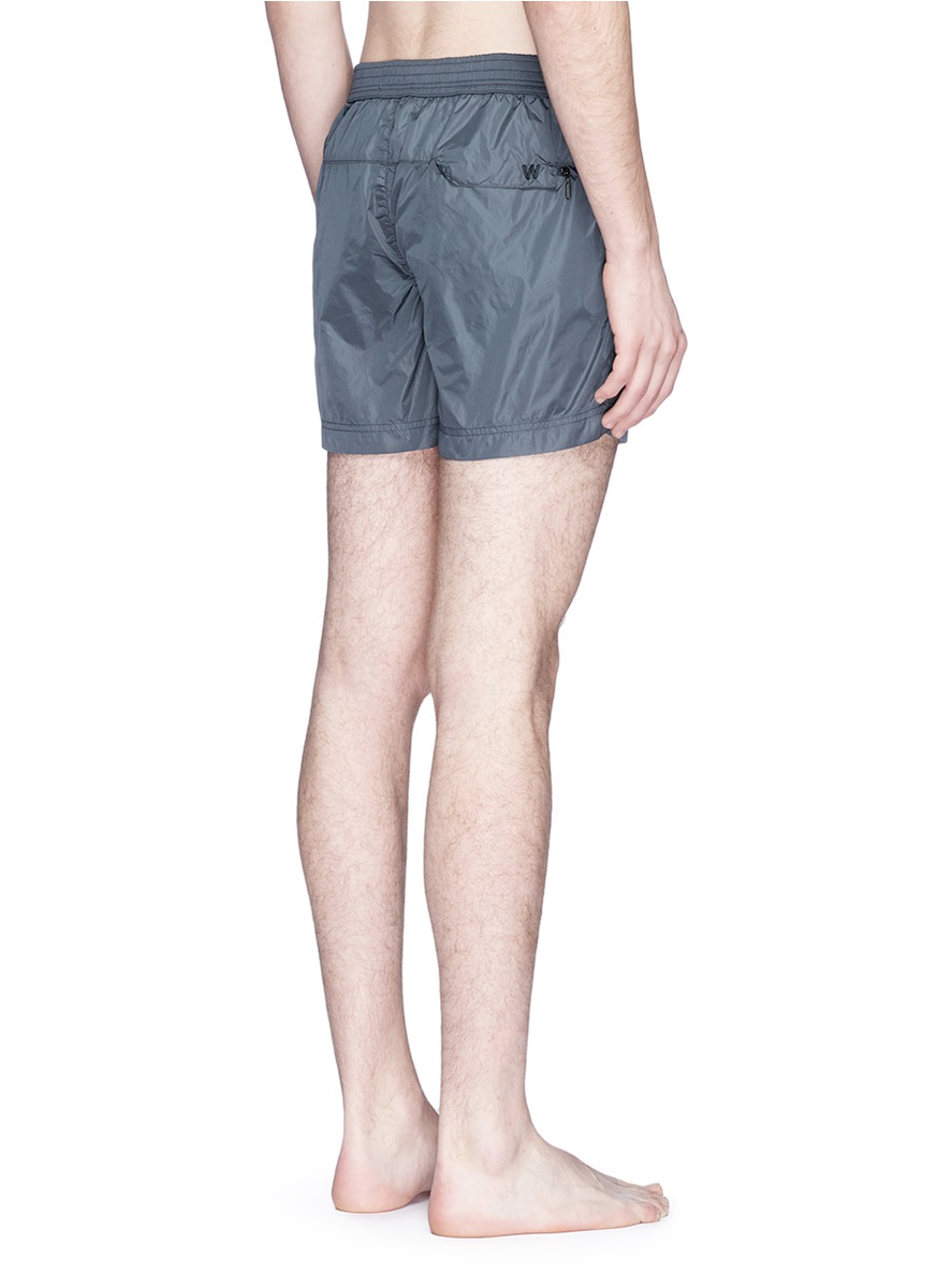 Download Danward Solid Flat Front Elastic Back Swim Shorts in Gray ...