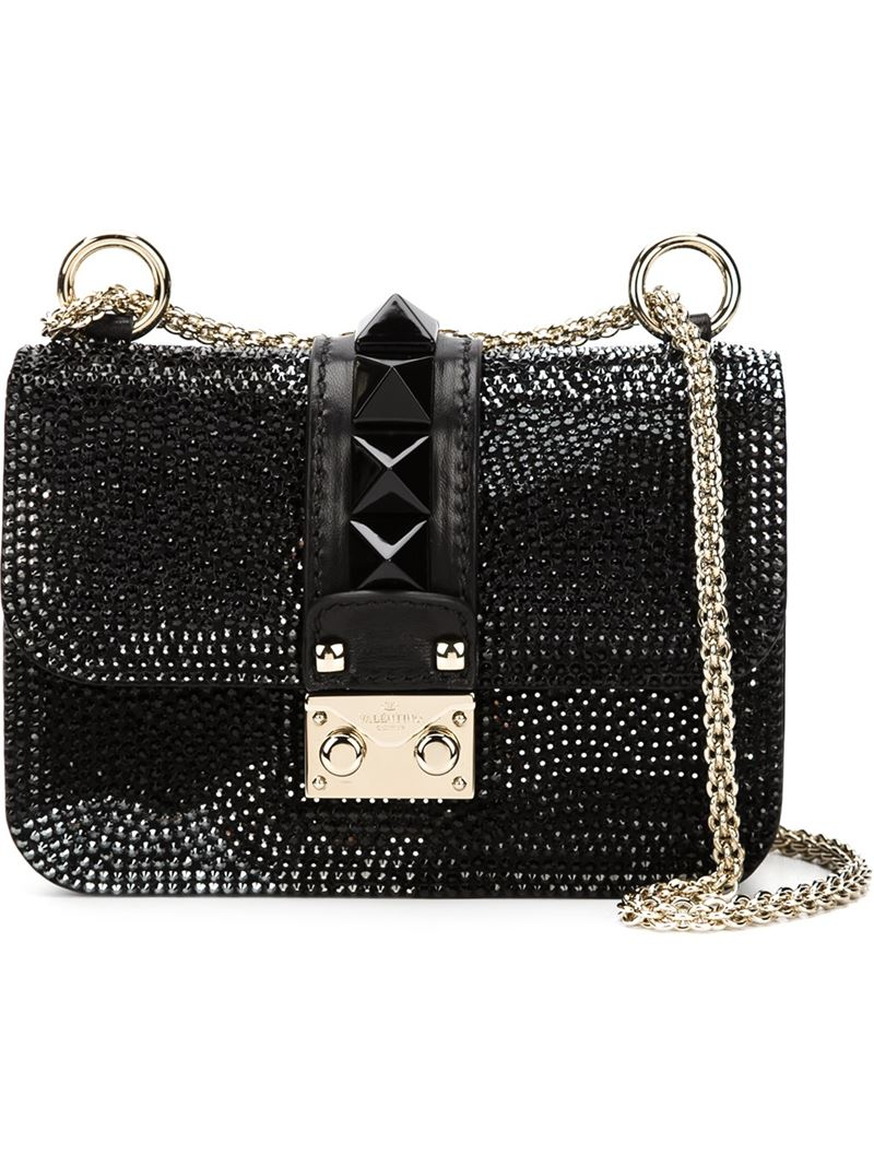 Lyst - Valentino 'glam Lock' Glitter Shoulder Bag in Black