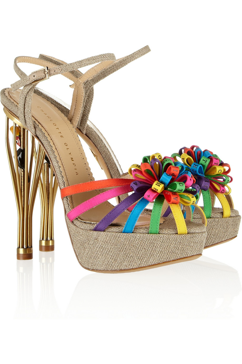 Lyst - Charlotte olympia Birds Of Paradise Canvas Sandals in Metallic
