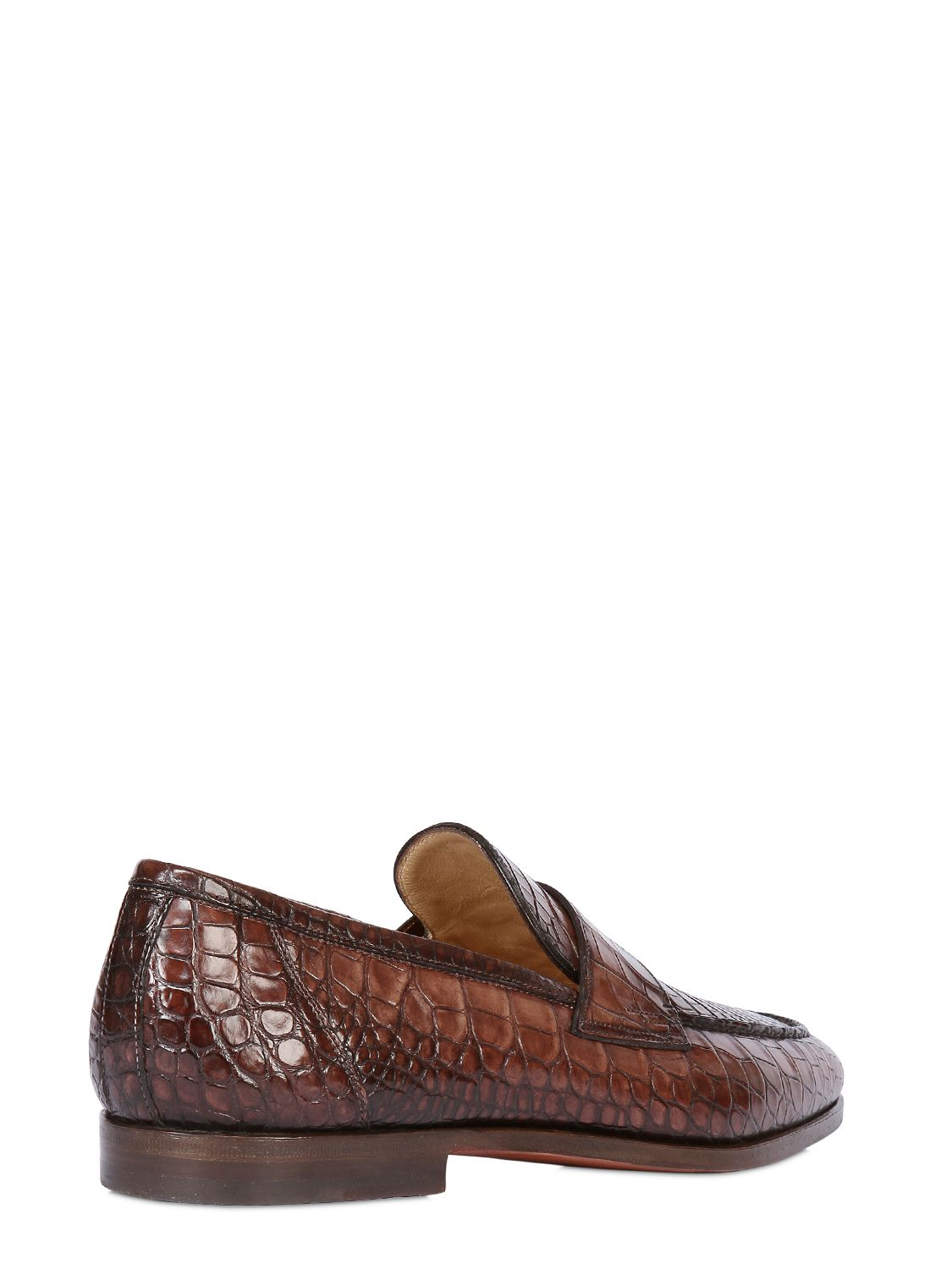 Lyst - Santoni Crocodile Penny Loafers in Brown for Men