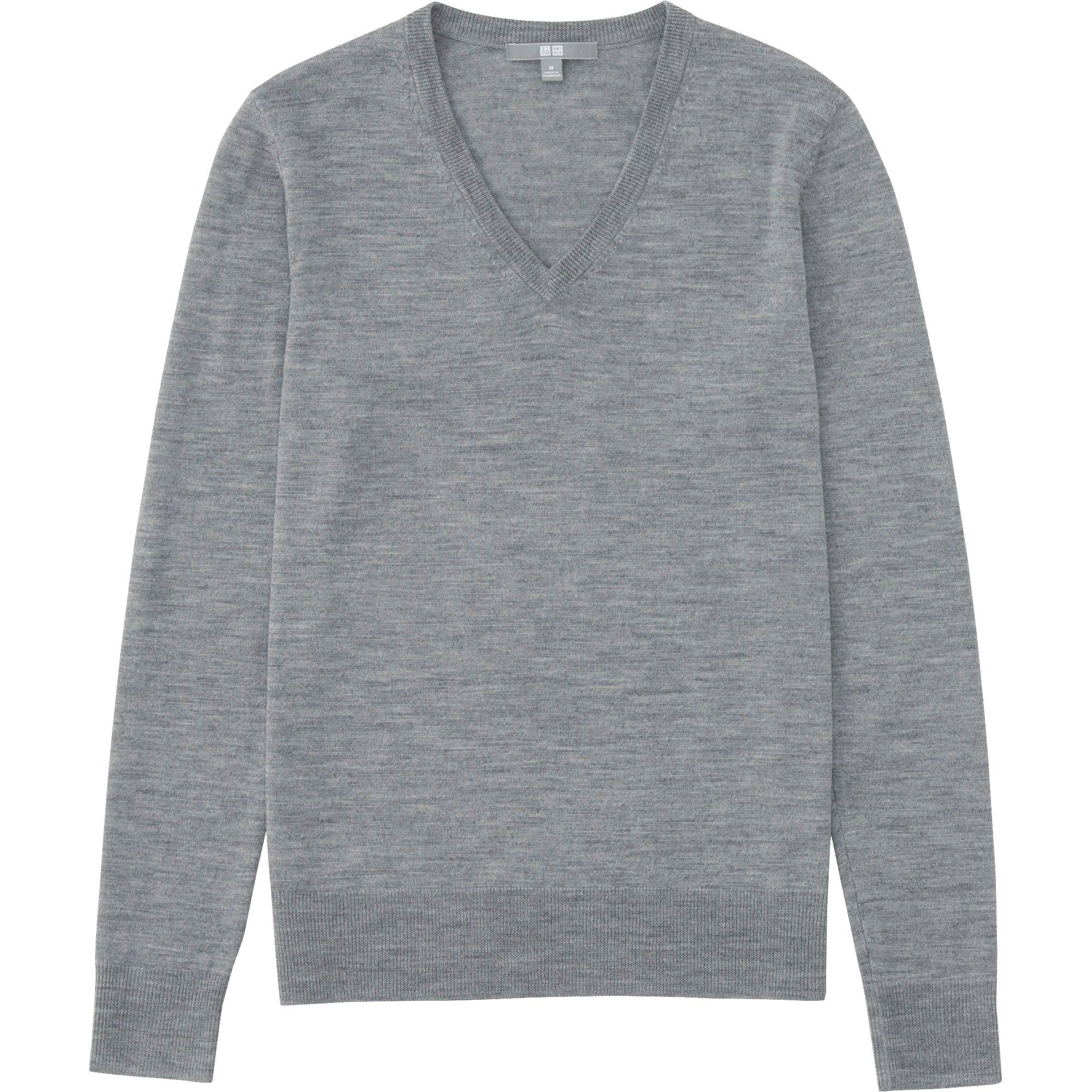 Uniqlo | Gray Women Extra Fine Merino V-neck Sweater | Lyst