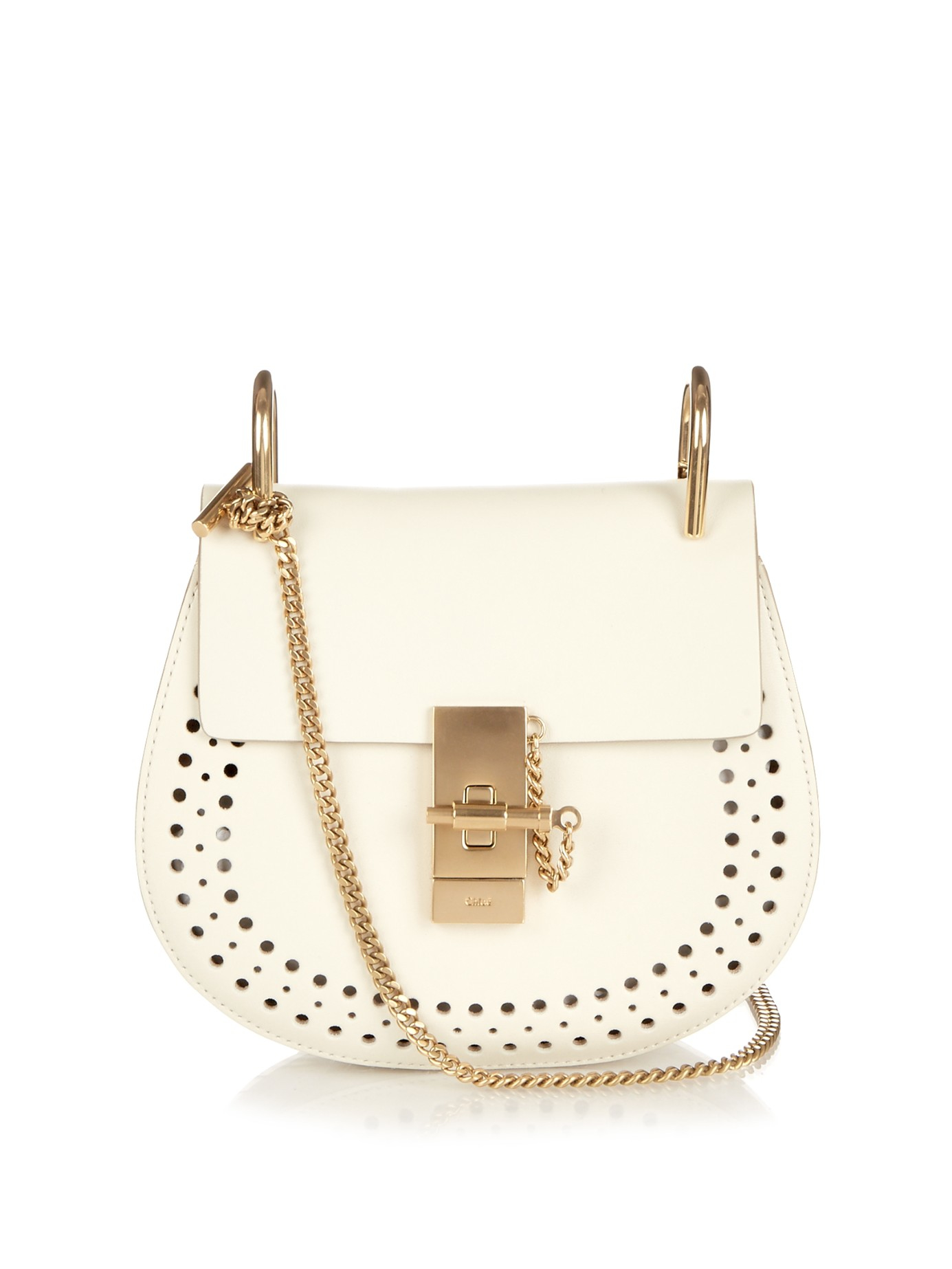 Chlo Drew Mini Leather Cross-body Bag in White | Lyst