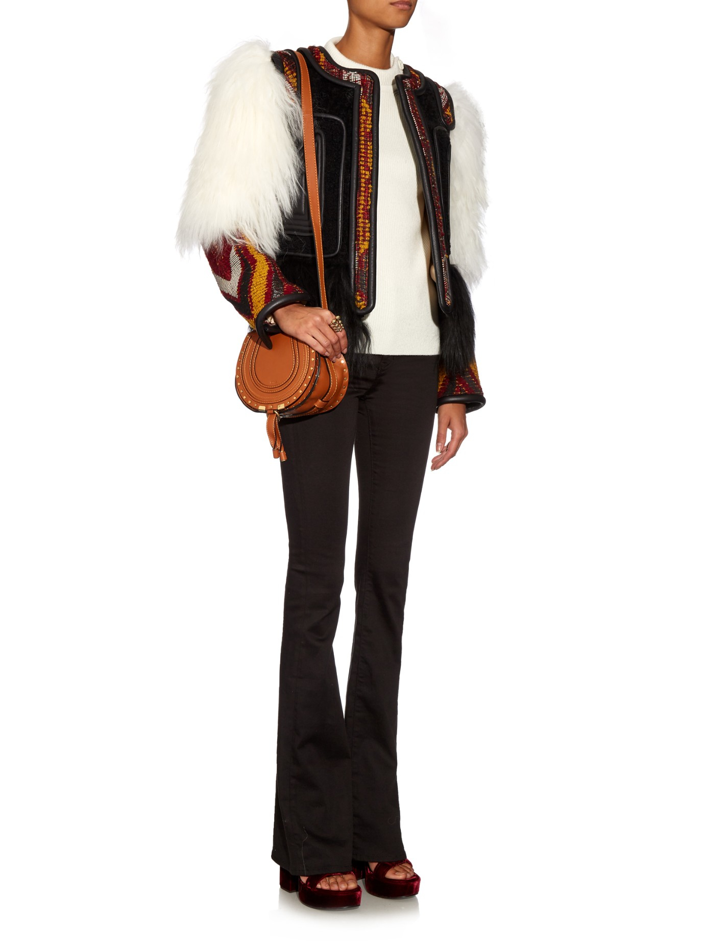 Chloé Marcie Mini Studded Leather Cross-body Bag in Brown (TAN) | Lyst
