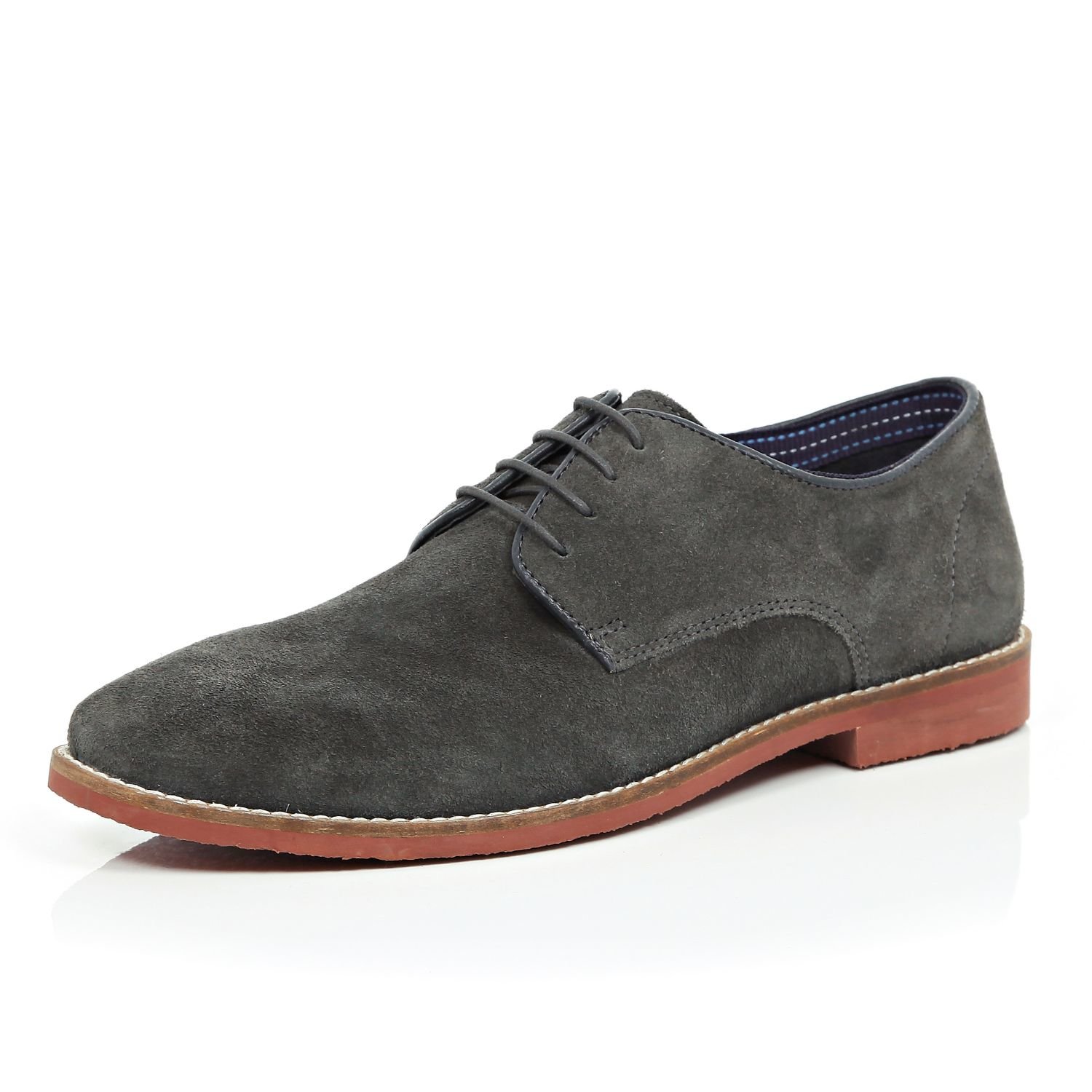 River island Dark Grey Suede Formal Shoes in Gray for Men (grey)