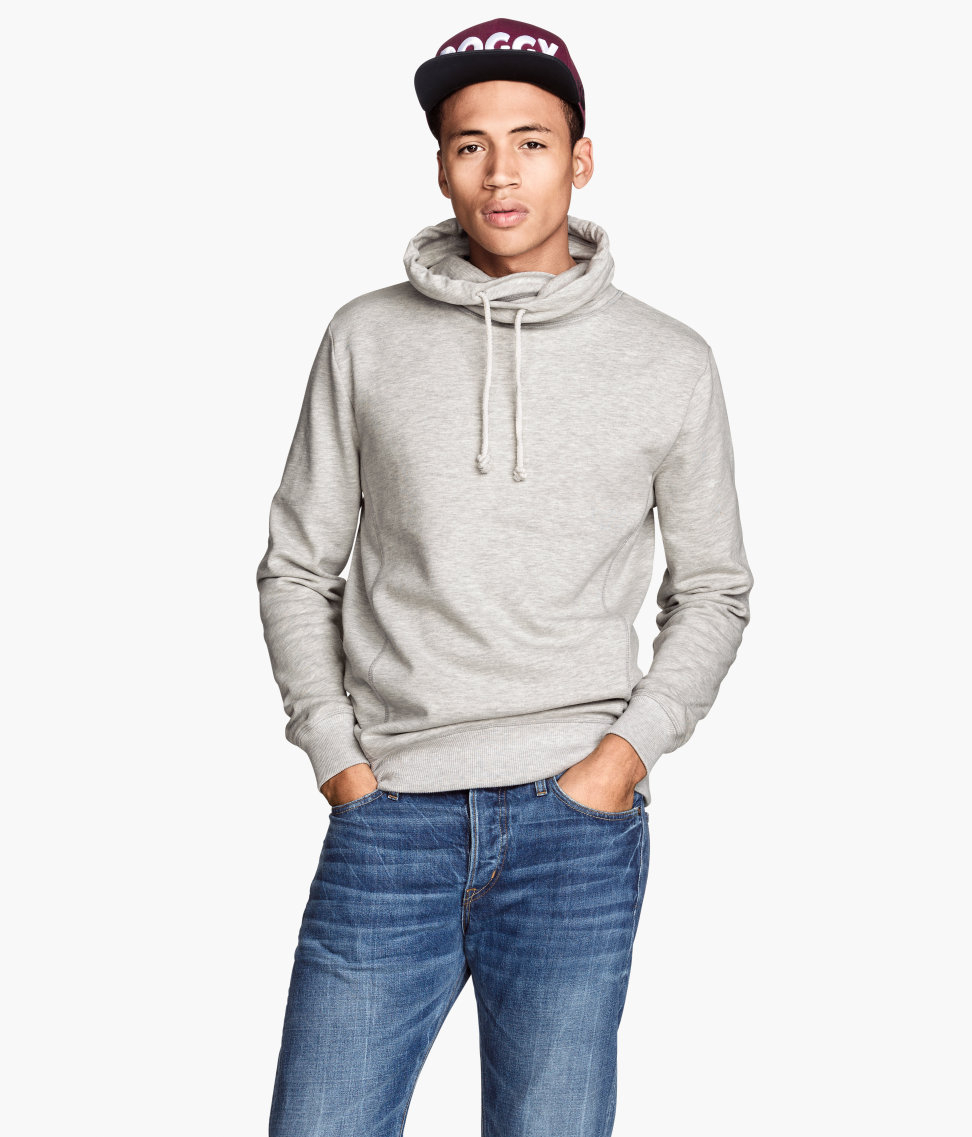  H  m  Sweatshirt  with A Funnel Neck in Gray for Men Grey 